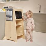 Allis Baby Learning Tower, Natural Wooden Toddler Steps, Montessori Kitchen Helper for Kids Step Stool with Adjustable Shelves (Natural Wood)