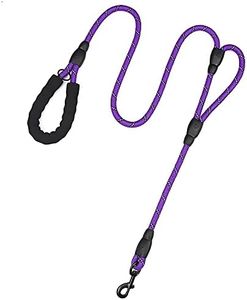 PLUTUS PET Rope Dog Leash 6ft Long,Traffic Padded Two Handle,Heavy Duty,Reflective Double Handles Lead for Control Safety Training,Leashes for Large Dogs or Medium Dogs,Dual Handles Leads(Violet)