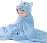 ROMASA Baby Bath Towel with Hooded Ultra Soft and Absorbent Toddlers Bathrobe Newborn Blanket Shower Gifts (Blue Elephant)