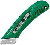 Pacific Handy Cutter S4R Safety Cutter, Retractable Utility Knife with an Ergonomical Design, Bladeless Tape Splitter, Steel Guard for Safety and Damage Protection, for Warehouse and In-Store Cutting , Green