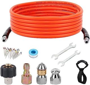 25FT Sewer Jetter Kit for Pressure Washer, 5800 PSI Water Jet Drain Cleaner Hose Sewer Jetting Nozzle 1/4 Inch NPT Orange