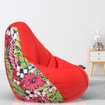 ComfyBean Bag with Beans Filled XXXL- Official: Jack & Mayers Bean Bags - Max User Height : 5-5.8 Ft.-Weight : 60-70 Kgs(Model: Floral Pattern 2 - H - Red Pink)