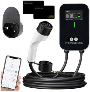 Type 2 Smart EV Charger with APP Control, LCD Screen Home Electric Charging Station with 5 Meters Cable, Waterproof Wall Charging Charger with 2 RFID Cards (11KW 16A Three Phase)