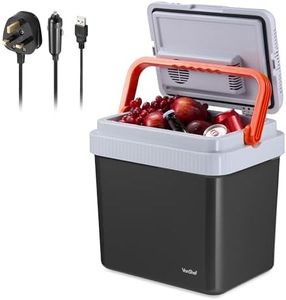 VonShef 24L Electric Cool Box, Large Insulated Cooler Box with Hot & Cold Functions & Three Power Options (3-Pin 240v Wall Plug, USB-A & 12v Car Plug), Festival Camping Accessories with Removable Lid