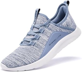 ALEADER Womens Fashion Sneakers Cloud Cushion Pure Running Shoes Slip On Walking Shoes Light Blue Size 10 US