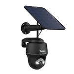 Reolink Security Camera Outdoor Wireless, Argus PT 5MP+Solar Panel with 360° Pan-Tilt View, 2K Night Vision, 2.4/5Ghz WiFi, Solar Security Camera with Person/Vehicle Detection, Two-Way Audio, Black
