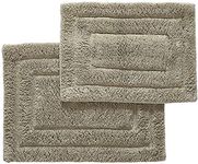 SENSES by Riba Cotton Bathmat | Bathroom Rug | Thick,Super Soft, Quick Dry | Non-Skid with SBE/Hot Melt Spray Backing | 2800 GSM - Solid, Set, 2 pc (20" x 30" and 17"x24") - Taupe