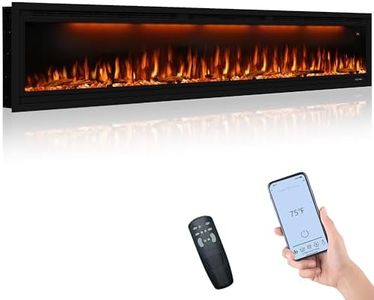 Valuxhome 84" WiFi Smart Wall Mounted & Recessed Electric Fireplaces Heater,Adjustable Top Light and Flame Colors,1500W/750W, Overheating Protection, Logset and Crystal, APP Control