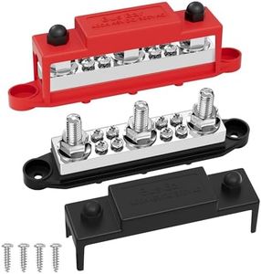 Joinfworld Power Distribution Block 400A Bus Bar 12V 48V with 3 x 3/8"(M10) Studs 12 Volt Automotive Marine DC Battery Busbar Terminal Block with Cover - Negative&Positive