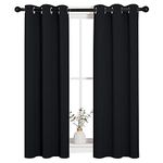 NICETOWN Halloween Living Room Blackout Curtains and Drapes, Black Solid Thermal Insulated Grommet Blackout Drapery Panels for Window (2 Panels, 29 inches Wide by 45 inches Long, Black)