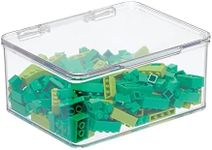 mDesign Plastic Playroom/Gaming Storage Organizer Box Containers, Hinged Lid for Shelves or Cubby, Holds Small Toys, Building Blocks, Puzzles, Markers, Lumiere Collection, Clear