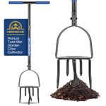 Hermsche Garden Tiller Manual Hand Tiller Garden Claw Cultivator Twist Tiller for Gardening Tool Long Handle Adjustable Steel Lawn Aerator Heavy Duty Soil Loosener garden tool Bed Plant