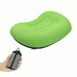 Mayeujds Portable Inflatable Neck Pillow for Outdoor Travel, Camping, Office Naps-Polyester + Washable Cotton-Color Available-Simple and Comfortable (16.5 * 12.6 * 4.3in, Green)