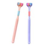 Mokkker 2Pcs Three-Sided Soft Hair Tooth Toothbrush, Travel Toothbrush for Complete Teeth & Gum-Care 3 Sided Autism Toothbrushes All-Round Clean & No Dead Ends Dental Care for Adults & Children