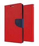 COVERBLACK Mercury Wallet Flip Cover for Motorola E4 Plus (5.5 Inch) XT176 - Red