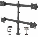 StarTech.com Desk Mount Quad Monitor Arm - Ergonomic VESA 4 Monitor Mount 2x2 up to 27" - Articulating & Height Adjustable Pole Mount - Tilt/Swivel/Rotate LCD/LED Screen - Clamp/Grommet (ARMQUAD)