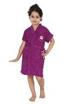 FEELBLUE Premium Micro Terry Half Sleeve Kids Unisex Bathrobe with Front Pocket (10-11 years, Purple)