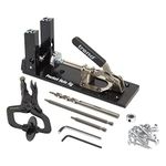 Trend Pocket Hole Kit with Dual Column Jig, Face Clamp, HSS Drill Bit & Depth Setting Collar, 2 Square Bit Drives & 100 Pocket Hole Screws, PH/JIG