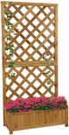 Woodside Aldburgh Large Wooden Garden Trough Planter/Flower Container Window Box with Trellis, Heavy Duty Raised Bed + Climbing Frame, Outdoor use