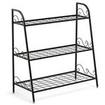 TANGZON 2/3-Tier Plant Stand, Vintage Heavy-Duty Metal Flower Display Shelf Rack, Indoor Outdoor Practical Plant Pot Holder Stand for Home Office Garden Patio Yard (3 Tiers, 81 x 36 x 82cm)