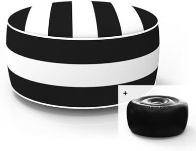 Inflatable Footstool Ottoman Black Stripe Round 53x23 cm Patio Foot Stools and Ottomans Portable Footrest