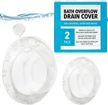 IMPRESA [2 Pack] Overflow Bath Drain Cover with Top Plug - Take a Deeper, More Luxurious Bath with a Tub Overflow Cover - Suction Cup Sealed Overflow Drain Cover Bathroom Tub - Bathtub Overflow