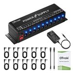 OTraki Effect Pedal Power Supply 10 DC Isolated Output 18V 12V 9V, Guitar Pedal Power Supply with Blue LED Indicator Smart Short Circuit and Over Current Protection