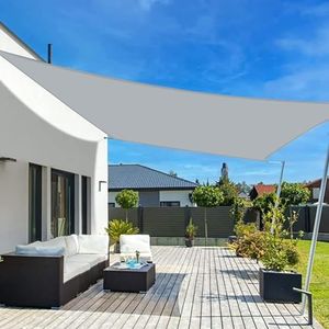 LOVE STORY Sun Shade Sail Waterproof Rectangle 2 x 4 m Canopy Light Grey Outdoor UV Block Sunshade Sail for Patio Garden Backyard