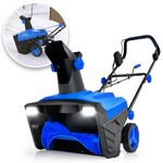 GYMAX Snow Blower, 20” Corded Walk-Behind Snow Blower with 15 AMP Motor, 30 FT Throwing Distance, Directional Chute & Dual LED Lights, Electric Snow Thrower Shovel for Driveways, Sidewalk (Blue 20")