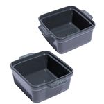 Souper Cubes Stoneware - 5" Square Baking Dish - Ceramic Baking Pan Set - Kitchen Essentials and Bakeware - Set of 2 - Charcoal