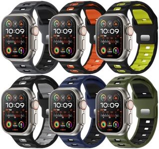 Sport Bands 6-Pack Compatible with Apple Watch Ultra 3/2 Band 49mm 46mm 45mm 44mm 42mm, Wide Soft Silicone Wristbands Waterproof Strap Men for iWatch Series 11 10 9 8 7 6 5 4 3 SE Ultra