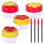 TOYMIS Mini Hummingbird Feeder Set, Including 4pcs Flowers Handheld Hummingbird Feeder and 4 Cleaning Brushes Hand Feeding Hummingbirds Tool for Outdoors (Red and Yellow)