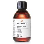 Naissance Sweet Almond Oil (no. 215) 250ml – for Skin, Hair, Massage, Nails, Cuticles, Ears, Face, Body - Natural Skin Care, Carrier Oil for Aromatherapy