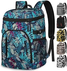 Capolo Cooler Backpack 30 Cans, Insulated Backpack Cooler Leak Proof Large Capacity Thermal Bag Beverage Soft Cooler Bag Lunch Camping Travel Picnic Hiking for Men Women Leaf Pattern