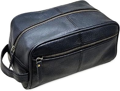 Bolsa de Aseo de Cuero Genuino para Hombre, Kit Dopp, Bolsas de Afeitado y artículos de tocador para Bolsa de Viaje para Hombres y Mujeres, Bolsa de Maquillaje Colgante con Cremallera