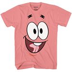 Mens Spongebob Squarepants Classic Shirt - Spongebob, Patrick, Squidward & Mr Krab Big Face T-Shirt (Pink, Large)