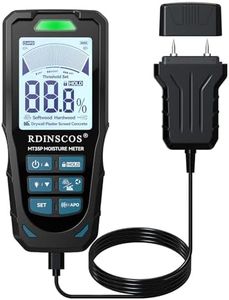 RDINSCOS Feuchtigkeitsmessgerät Feuchtigkeitsmesser Wand, Holzfeuchtemessgerät, Digitales Pin-Messgerät mit Farbdisplay + Feuchtigkeitsalarme für Wände, Holz, Mauerwerk, Beton und Baustoffe