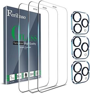 Ferilinso 3 Pack Screen Protector for iPhone 11 with 3 Pack Tempered Glass Camera Lens Protector Phone Case Friendly Accessories Protector de Pantalla for Apple iPhone 11