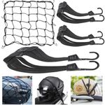 4 Pcs Rok Straps,Motorcycle Bike Rack Cargo Luggage Strap,Long Bungee Cords with Hooks,Motorcycle Cargo Net, Rubber Elastic Strap with Hooks for Bicycle Motorcycle Helmet Luggage Racks(3 Sizes)