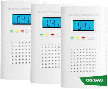 Combination Gas and Carbon Monoxide Detector Plug-in | CO Alarm & Natural Gas Combustible Detector | Digital Display, Battery Backup, Easy Install | for Home Kitchen Safety Monitoring 3-Pack