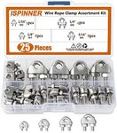 ISPINNER 25pcs Stainless Steel Wire Rope Cable Clip Clamp Assortment Kit 1/16" 1/8" 3/16" 1/4"