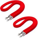 Red Velvet Stanchion Rope, 5 Feet, 2 Pack Crowd Control Rope Safety Barrier, Thick Stanchion Queue Barrier Rope for Ball Crown Top Style Barriers Post