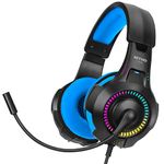 Nitho NX200 Gaming Headset with RGB Light and Microphone, Over-Ear Stereo Headphones for Xbox Series X|S, Xbox One, PS5, PS4, Nintendo Switch, PC, Mobile, 3.5 mm Audio Jack, 40 mm Drivers - Blue