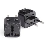 OREI India to Europe Adapter, Russia, Turkey & More - Type C - 2 in 1 - Perfect for Laptop, Camera Charger and More- CE, RoHS - Black.