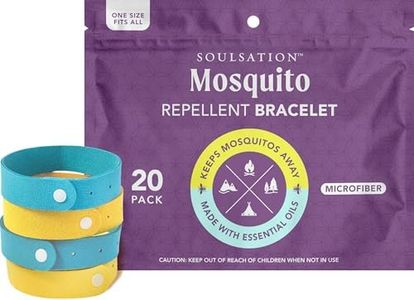 Soulsation 20 Pack Mosquito Repellent Bracelets Microfiber - for Kids & Adults, Natural DEET-Free