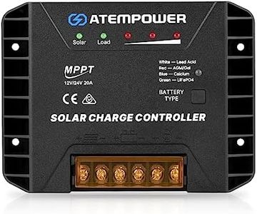 ATEM POWER 20A 12V/24V MPPT Solar Controller Selecting Battery Type Activate Lithium Battery Intelligent Solar Controller Compatible with Lead Acid, AGM, Gel, Calcium and LiFePO4 Battery