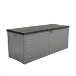 Charles Bentley, 390L, Outdoor, Garden, Plastic, Storage Box, Grey Body, Black Lid, Moulded Handles, Padlock Hasp, Sliding Lifts, PP Vacuum, Indoor, Outdoor, Steel, Storage Chest (143x57x53cm)