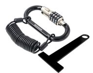 Bosvision Helmet Lock, Combination Carabiner/Karabiner Padlock, Hook Padlock, Helmet Padlock, D Ring Padlock with 150cm Coiled Steel Cable