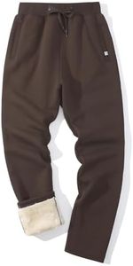Flygo Men's Fleece Pants Sherpa Lined Sweatpants Active Athletic Winter Warm Jogger Pants(Straight Bottom Brown-3XL)