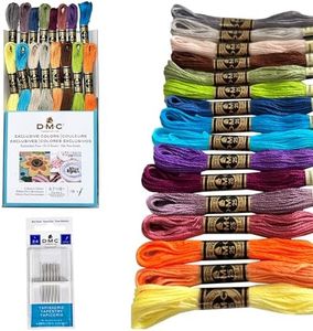 DMC Embroidery Floss, DMC Embroidery Thread Pack,Exclusive Colors,Kit Bundle with Cross Stitch Hand Embroidery Needles Size 24.Premium Supplies for Embroidery String,Yarn Set,DMC Cross Stitch Threads